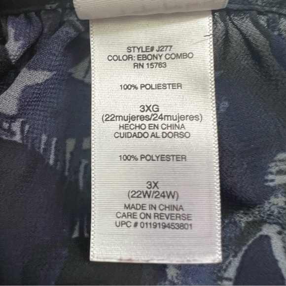 JMS JUST MY SIZE Women’s Pullover Top Sz 3X Semi-Sheer Multi Color Floral Print - Picture 7 of 11